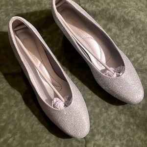 Kitten heel silver glitter shoes